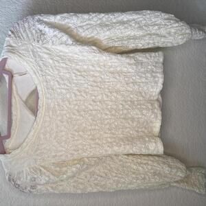 Free People Jasmine Tea Time Lace Long Puff Sleeve Ivory Size XS